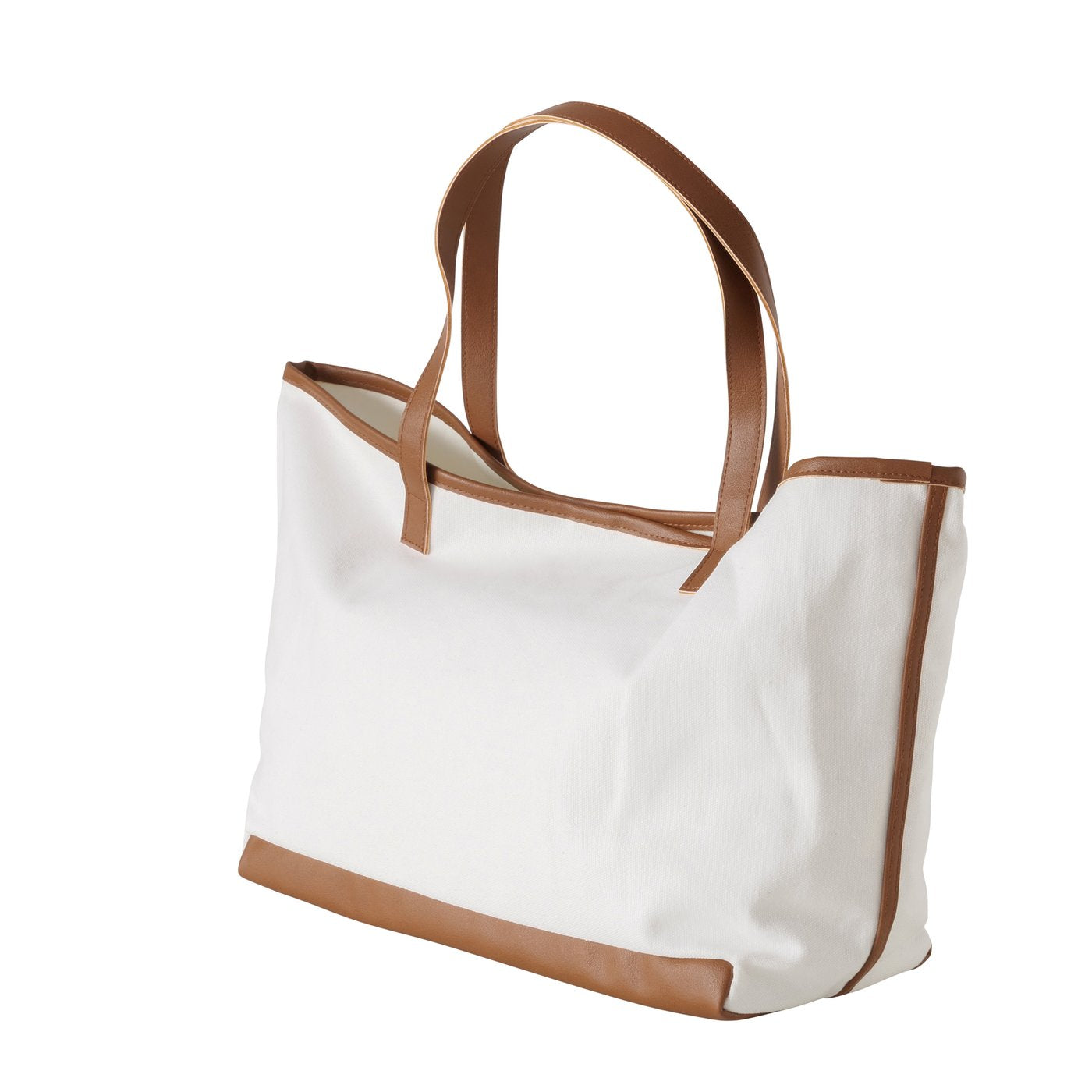 Strandtasche Maribel Reisetasche Creme Braun Baumwolle 50cm