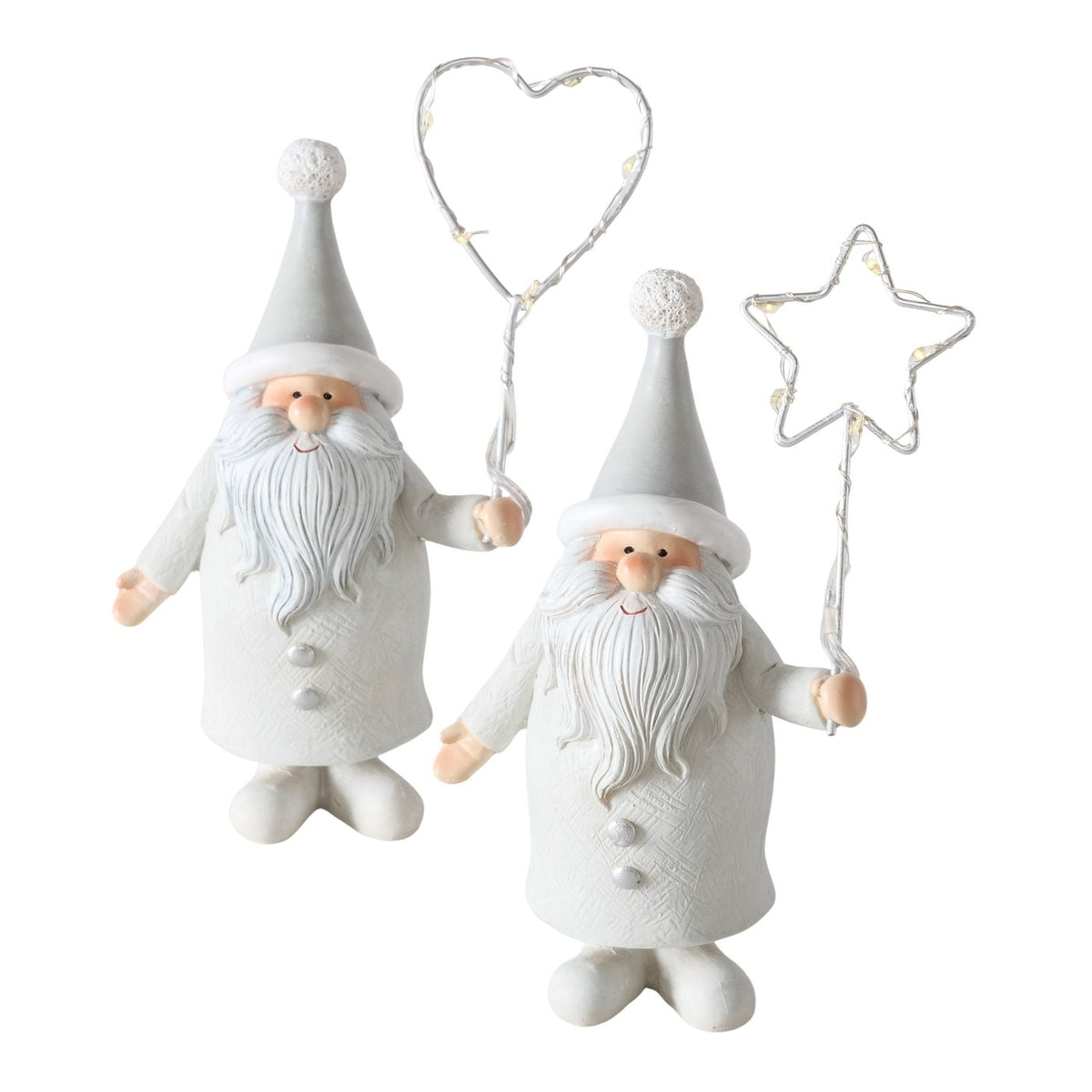 LED Weihnachtsmann Renato 2er Set weiß 17 cm