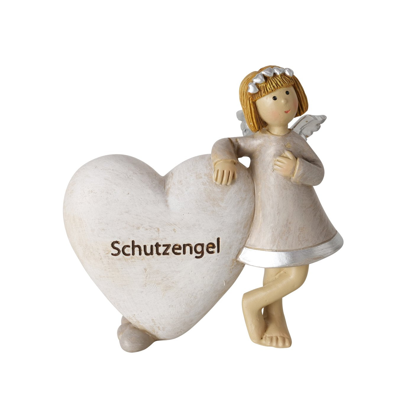 Guardian angel decorative figures in a set of 2 with heart motif