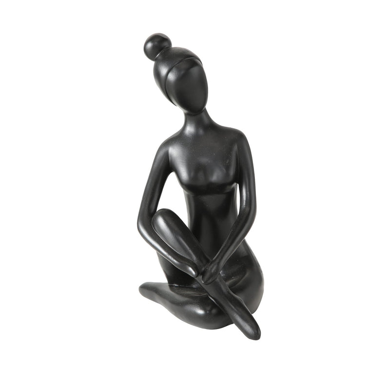XXL Schwarze Yoga Figuren Set Handbemale Skulpturen für Meditation und Dekoration, 30 cm Höhe