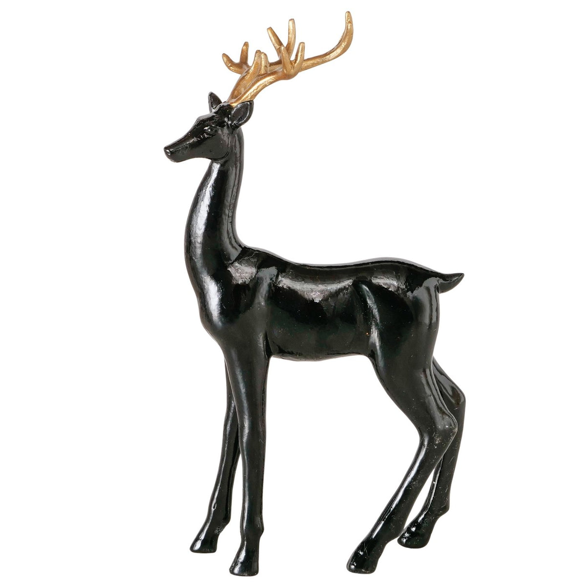 Dekofiguren Wassili Hirsch 2er Set schwarz gold 20 cm