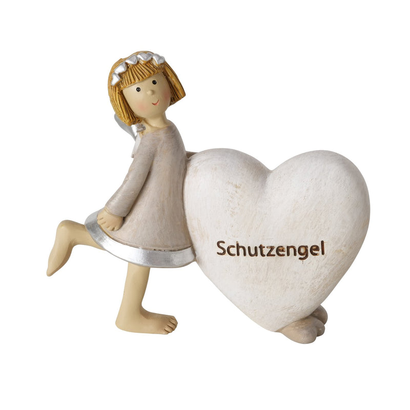 Decoratieve beschermengelfiguren in een set van 2 met hartmotief