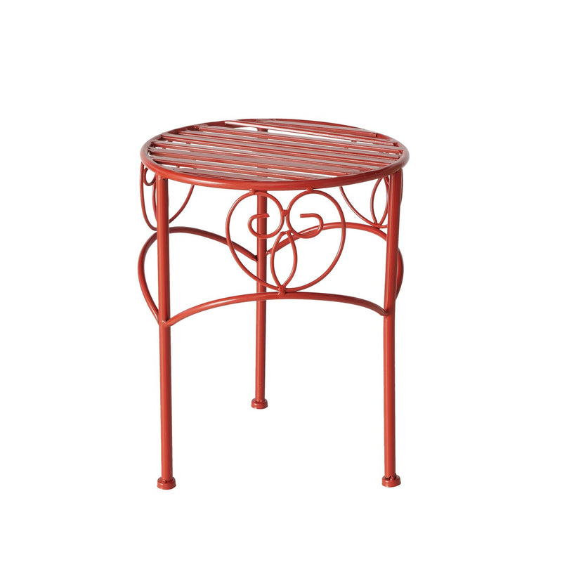 Side table set Jasmin 3-piece metal red matt – decorative garden tables in a romantic design