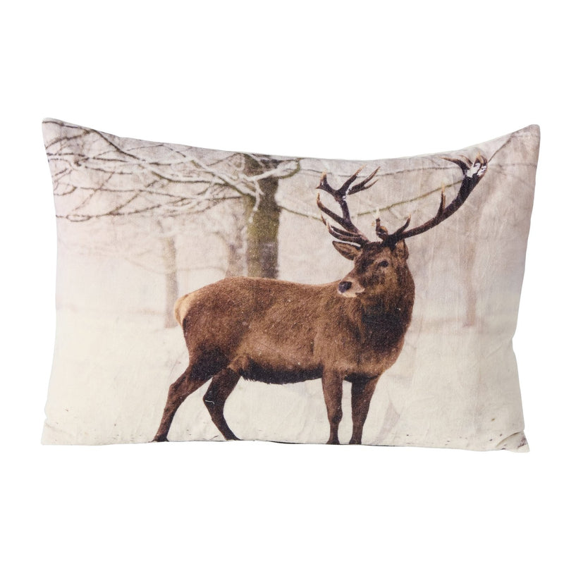 2er-Set Kissen "Alcina" – Hirschmotiv im Wald-Design, 60x40 cm