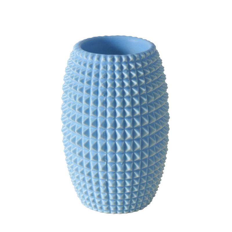Set of 2 tealight holders "Charleston" - stoneware with relief pattern in blue
