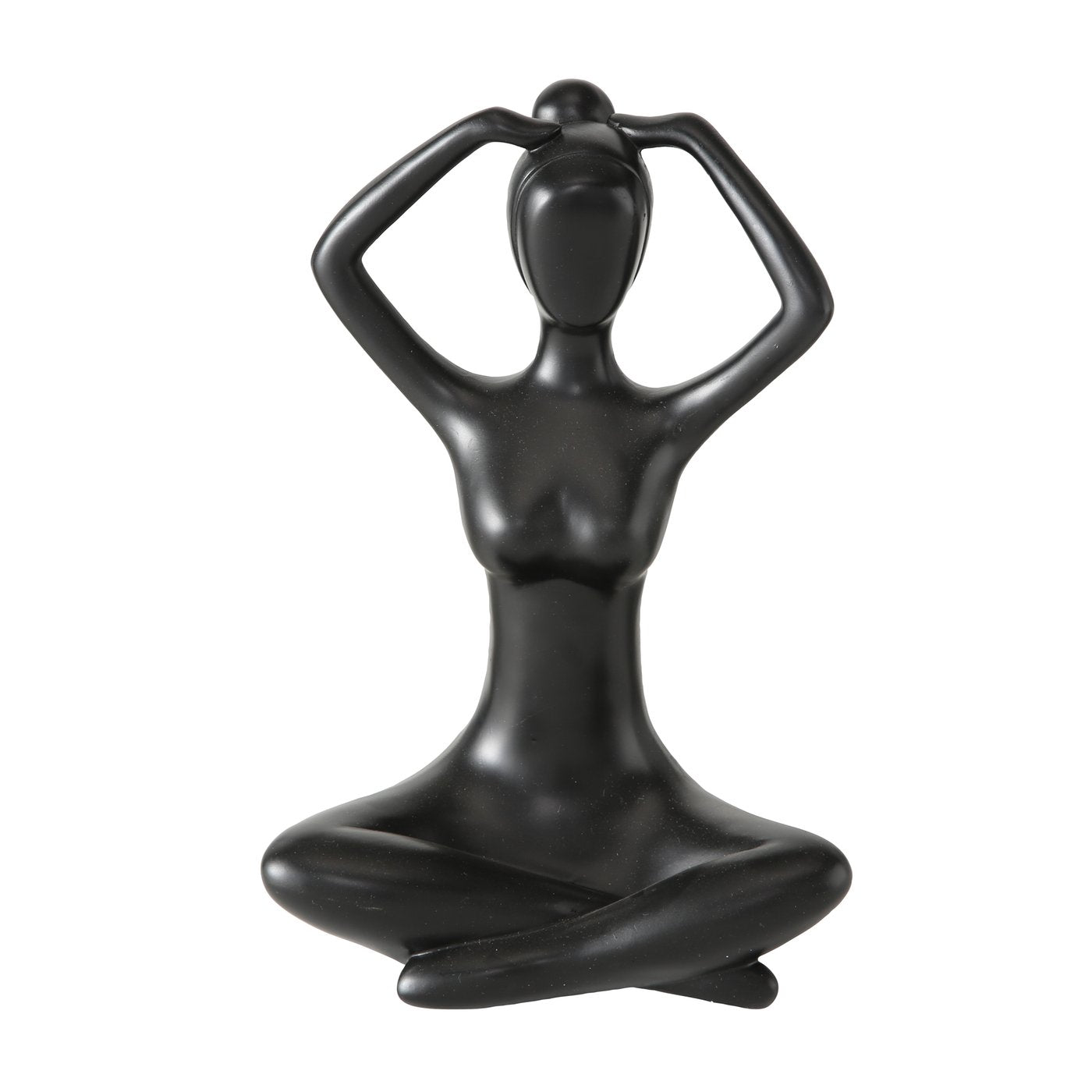 XXL Schwarze Yoga Figuren Set Handbemale Skulpturen für Meditation und Dekoration, 30 cm Höhe
