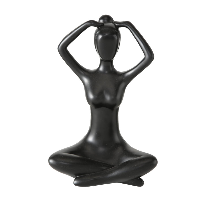 XXL Schwarze Yoga Figuren Set Handbemale Skulpturen für Meditation und Dekoration, 30 cm Höhe