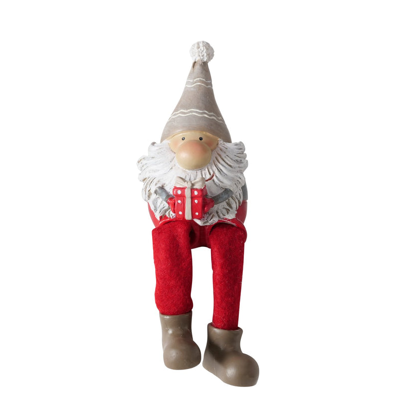 Set of 3 edge sitters, gnome Fiete – Christmas decoration in red and grey