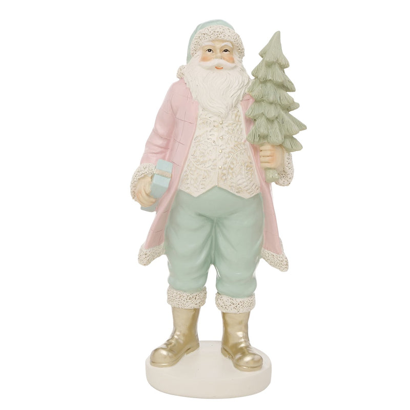 Festliches 2er Set Weihnachtsmann Figuren mit Tannenbaum und Geschenkrucksack bunt Höhe 33cm Weihnachten