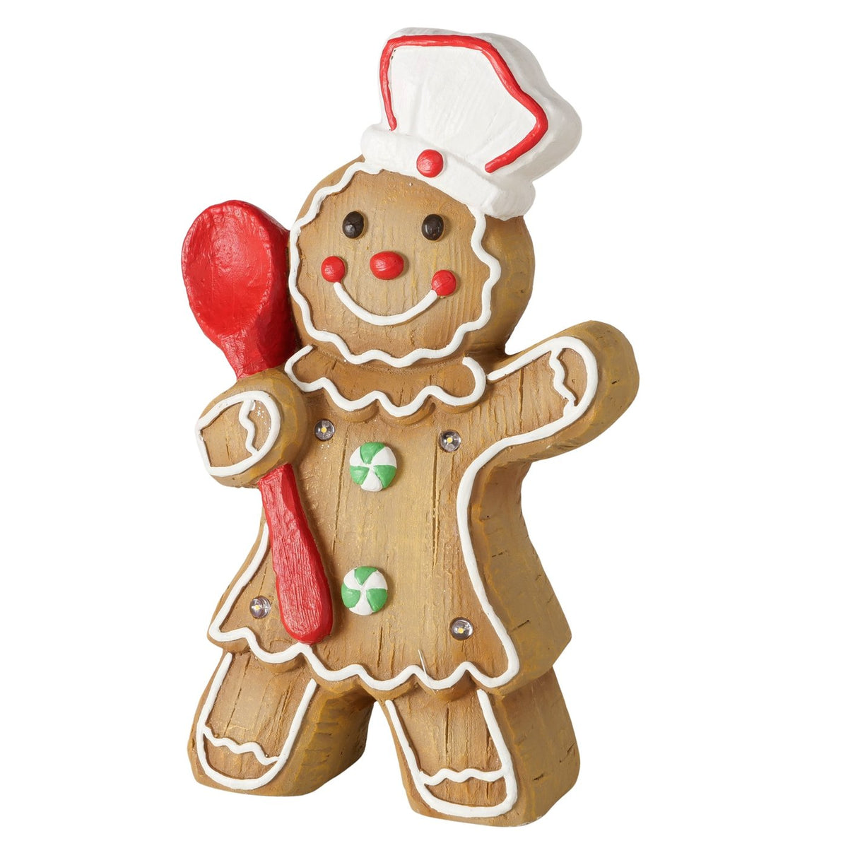 LED Weihnachtsfiguren Lebkuchenbäcker Nelly 2er Set Braun Rot 34 cm