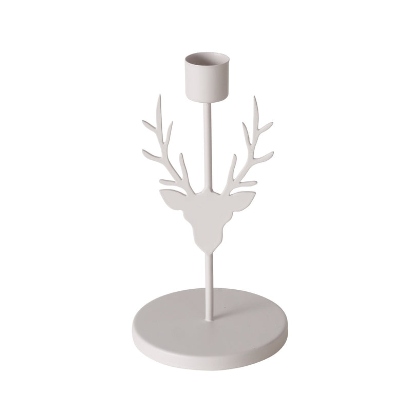 Set van 3 metalen hertenkandelaars - grijs en zwart, 16 cm
