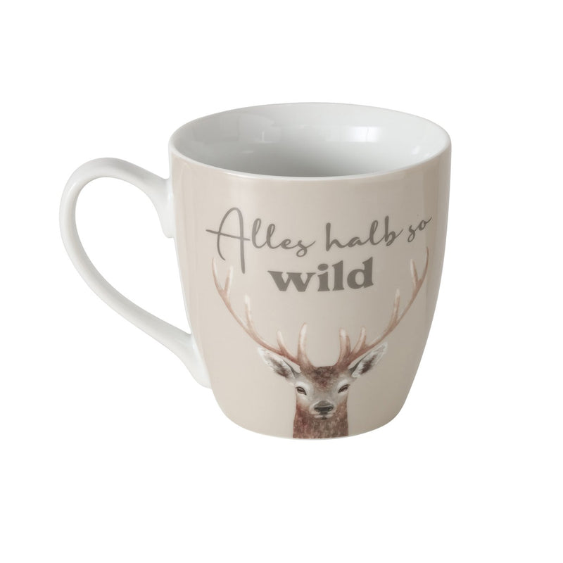 Set of 6 jumbo cups wild - deer motif, 480 ml
