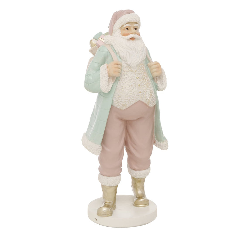 Festliches 2er Set Weihnachtsmann Figuren mit Tannenbaum und Geschenkrucksack bunt Höhe 33cm Weihnachten