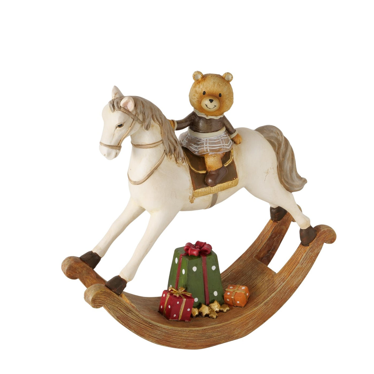 Dekofigur Henry Bär auf Schaukelpferd 2er Set 22 cm