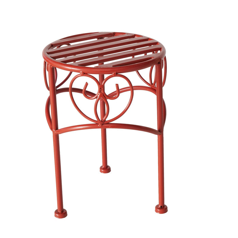 Side table set Jasmin 3-piece metal red matt – decorative garden tables in a romantic design