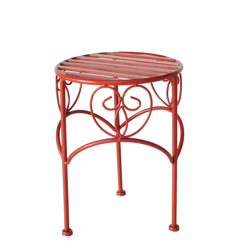 Side table set Jasmin 3-piece metal red matt – decorative garden tables in a romantic design
