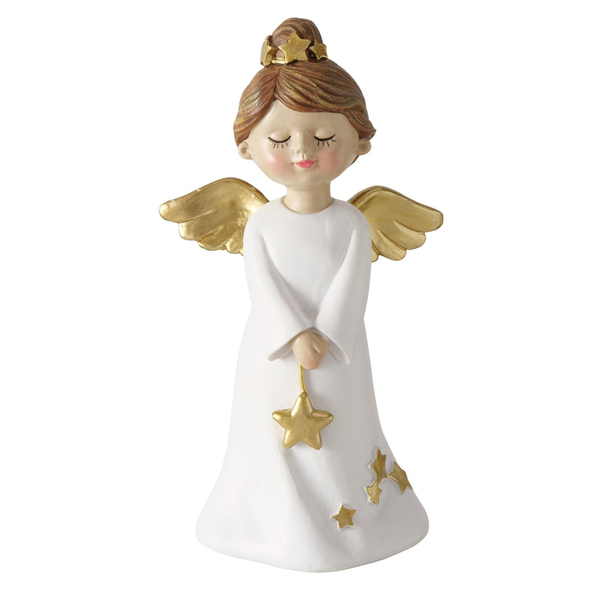 Deko Engel Emiliana Weiß Gold 2er Set 21 cm