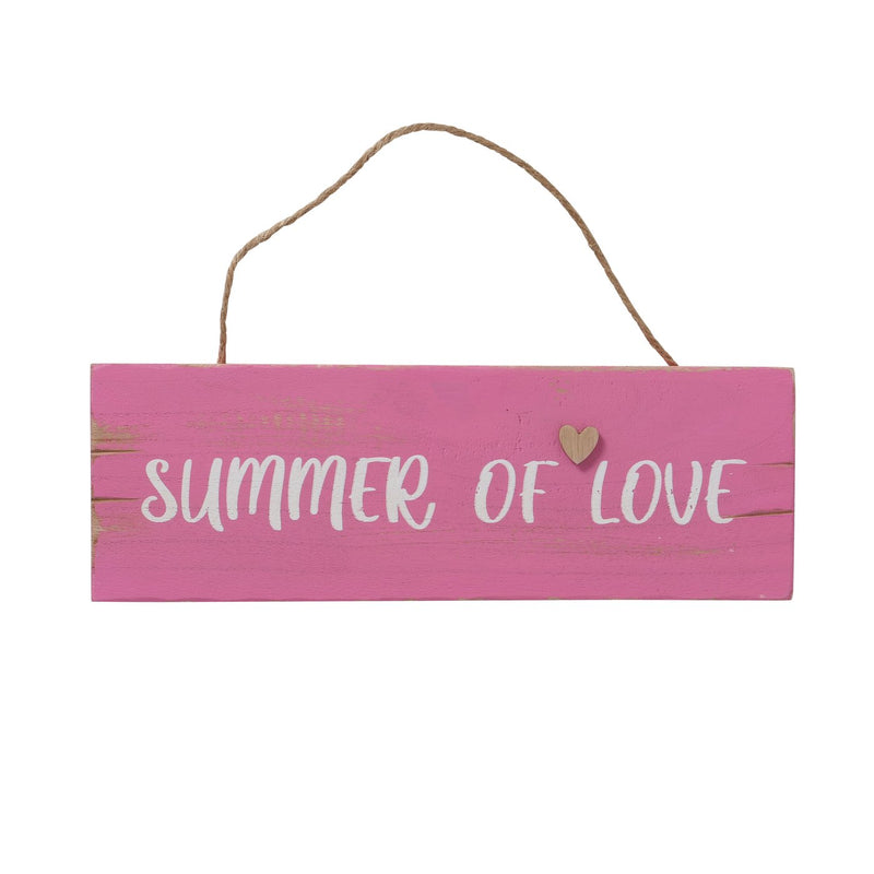 Set van 2 wanddecoratieborden "Summer of Love" - ​​roze en turquoise