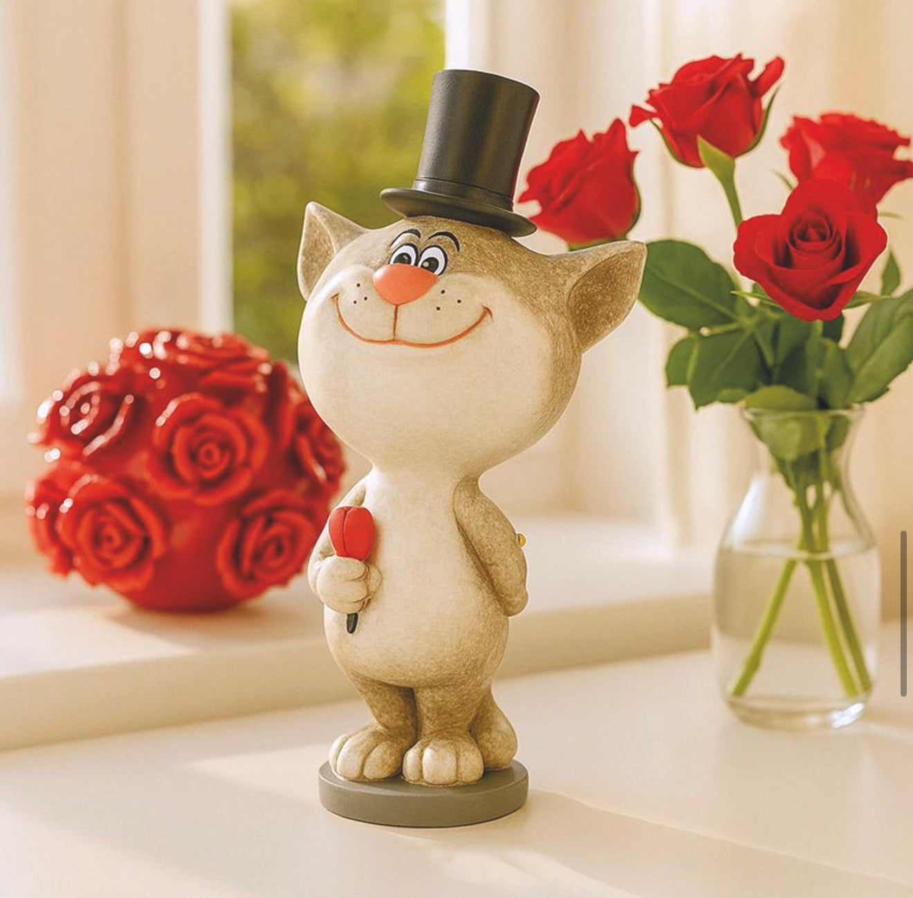 Dekofigur GentleCat Katze Gentleman Grau Schwarz Poly 13cm