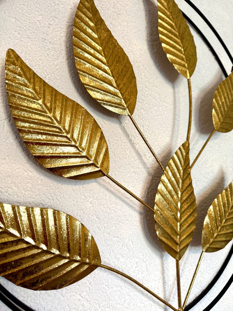 Wanddecoratie gouden bladeren rond 55 cm