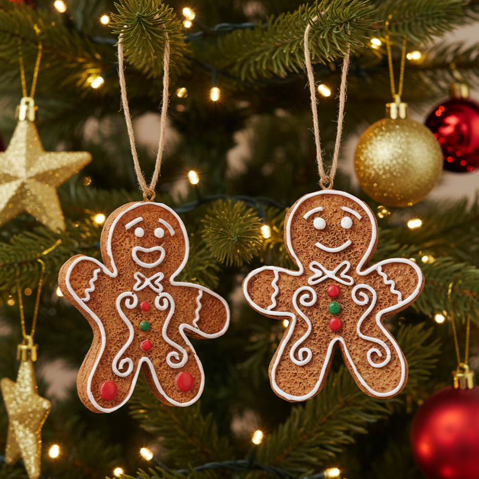 Christmas decorations Ginger set of 2 gingerbread men hand-painted