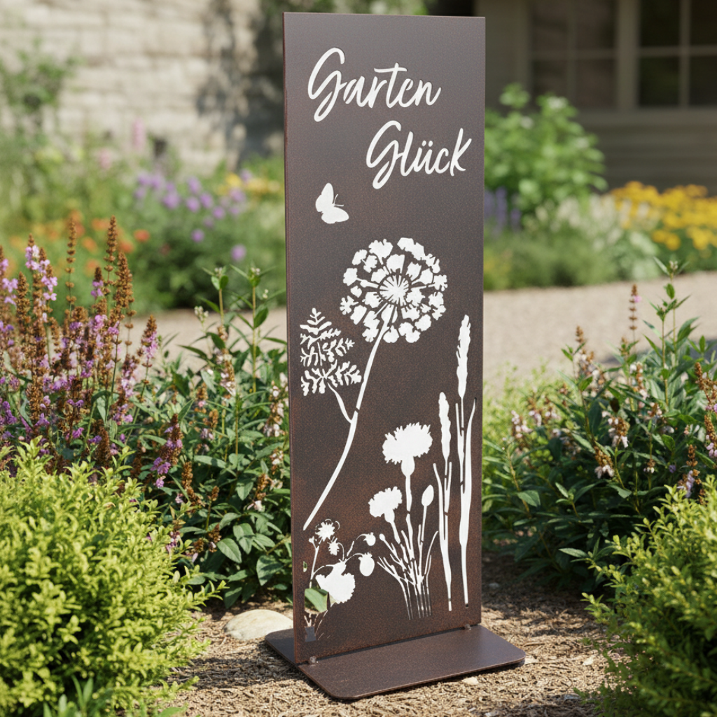 Standrelief Garten Deko Wild Flowers Metall braun 72 cm