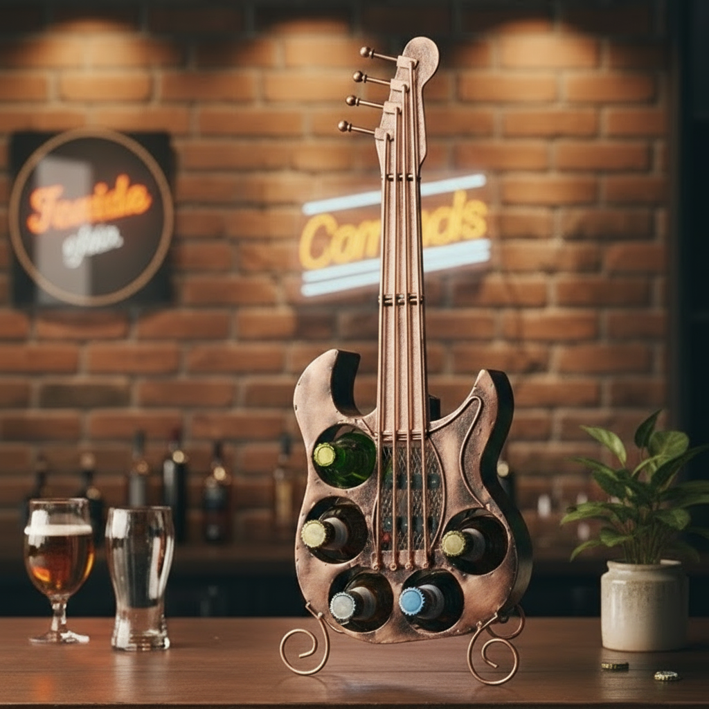 Flaschenregal Gitarre Metall Bronze Kupfer Design