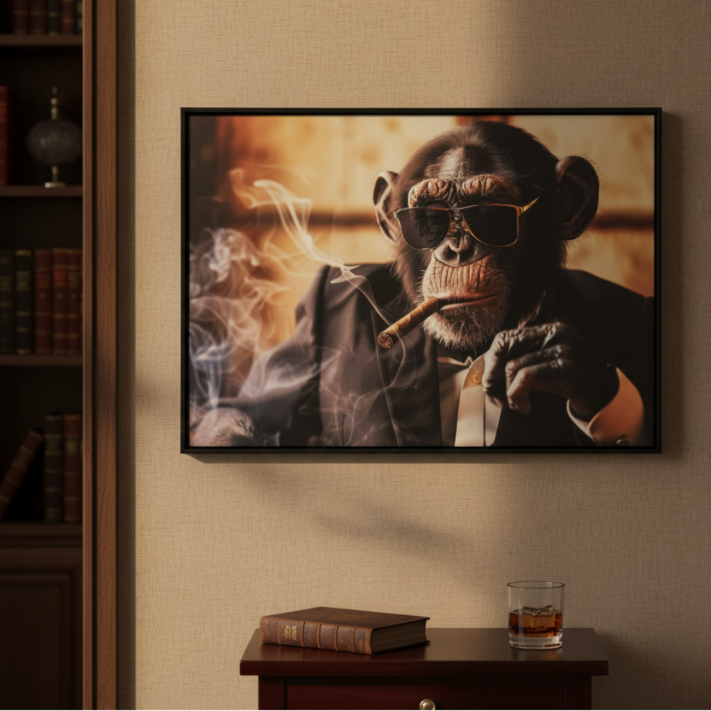 Wandbild Don Chimpanze Kunstdruck mit Rahmen 70x50 cm