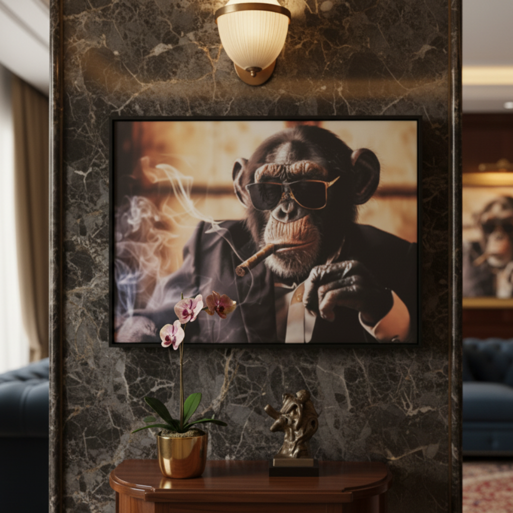 Wandbild Don Chimpanze Kunstdruck mit Rahmen 70x50 cm