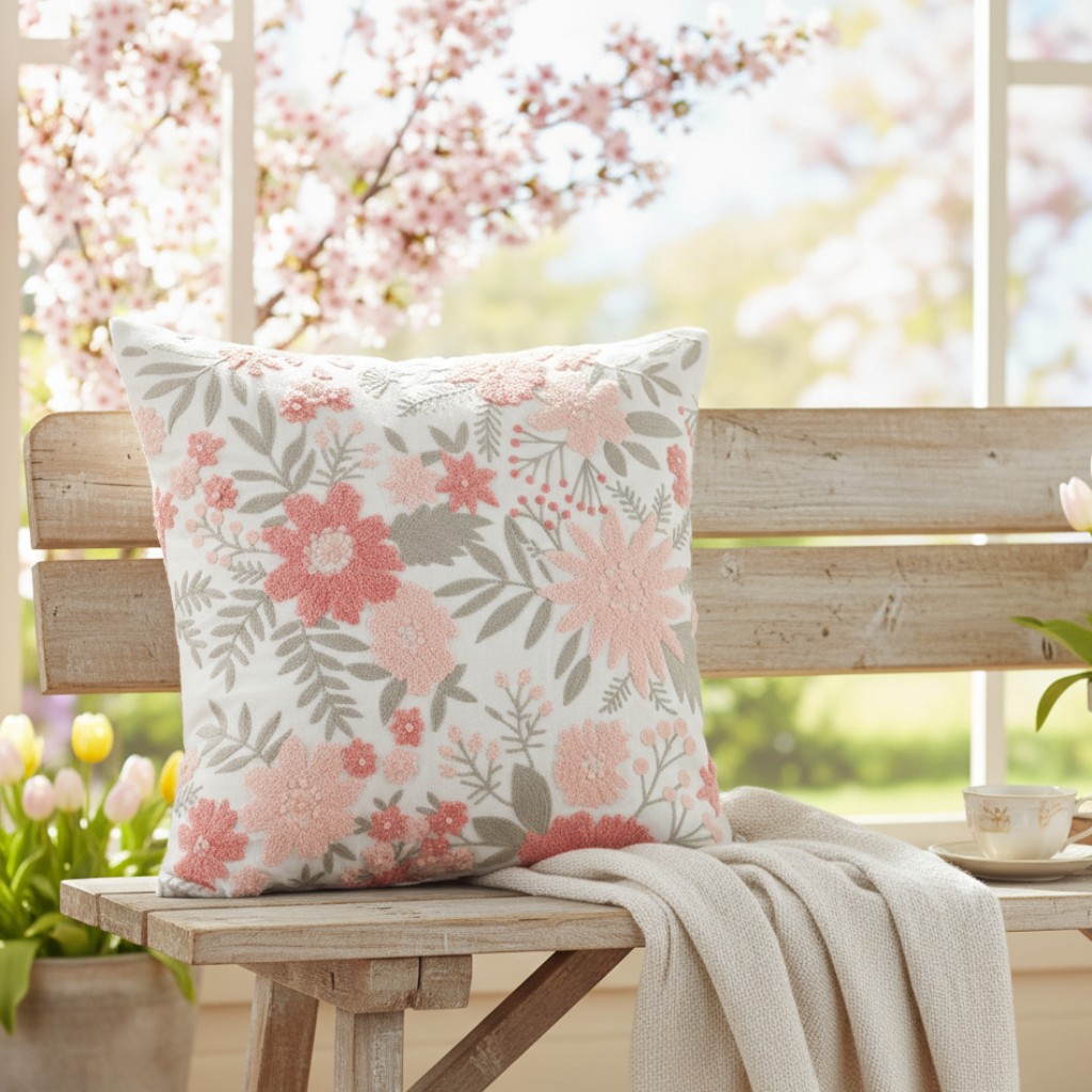 Kissen Florencia Floral Handgefertigt 45x45 cm – Romantisches Design