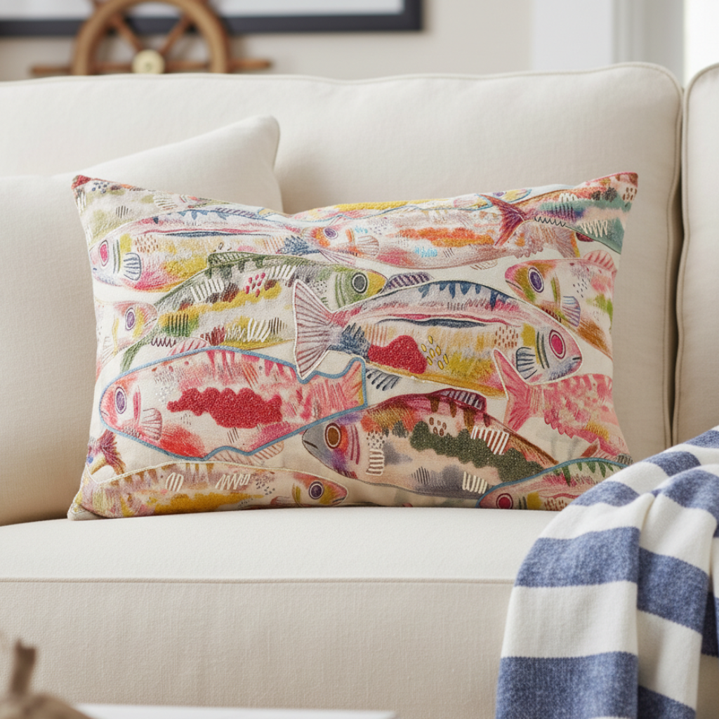 Kissen Marina Fino Rechteck Baumwolle Fischmotiv