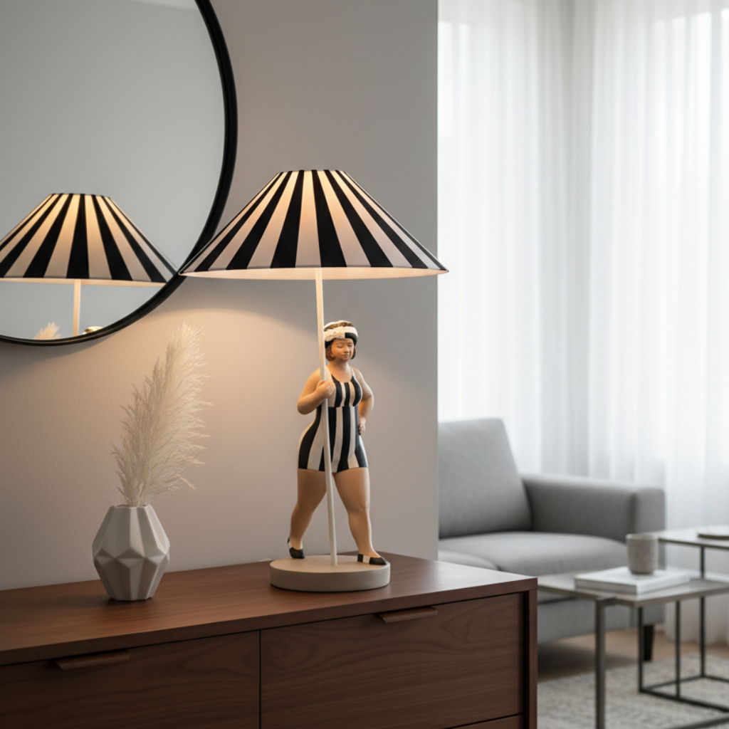 Tischlampe Badefigur Miss Marlene Retro Lampe in drei Farben