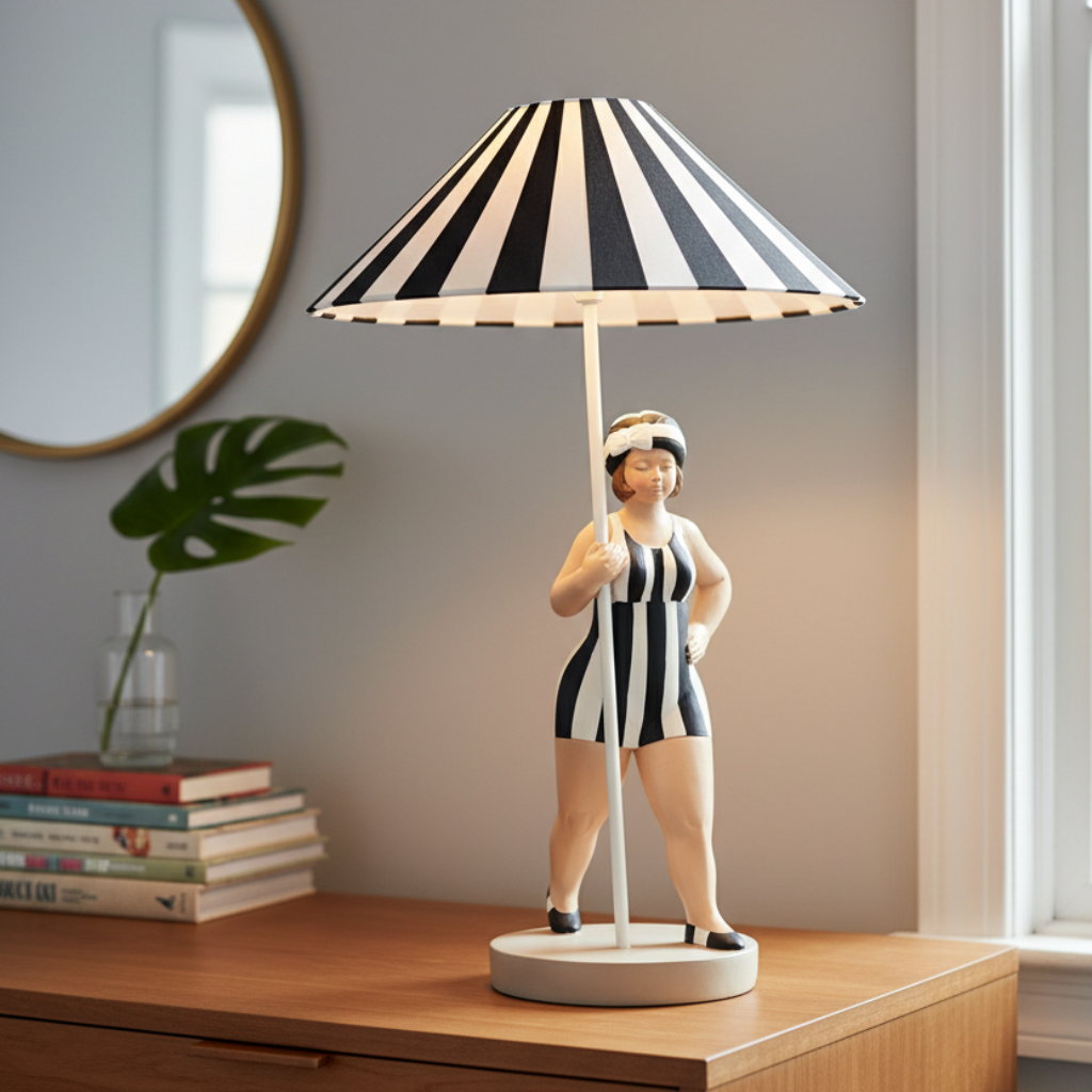 Tischlampe Badefigur Miss Marlene Retro Lampe in drei Farben