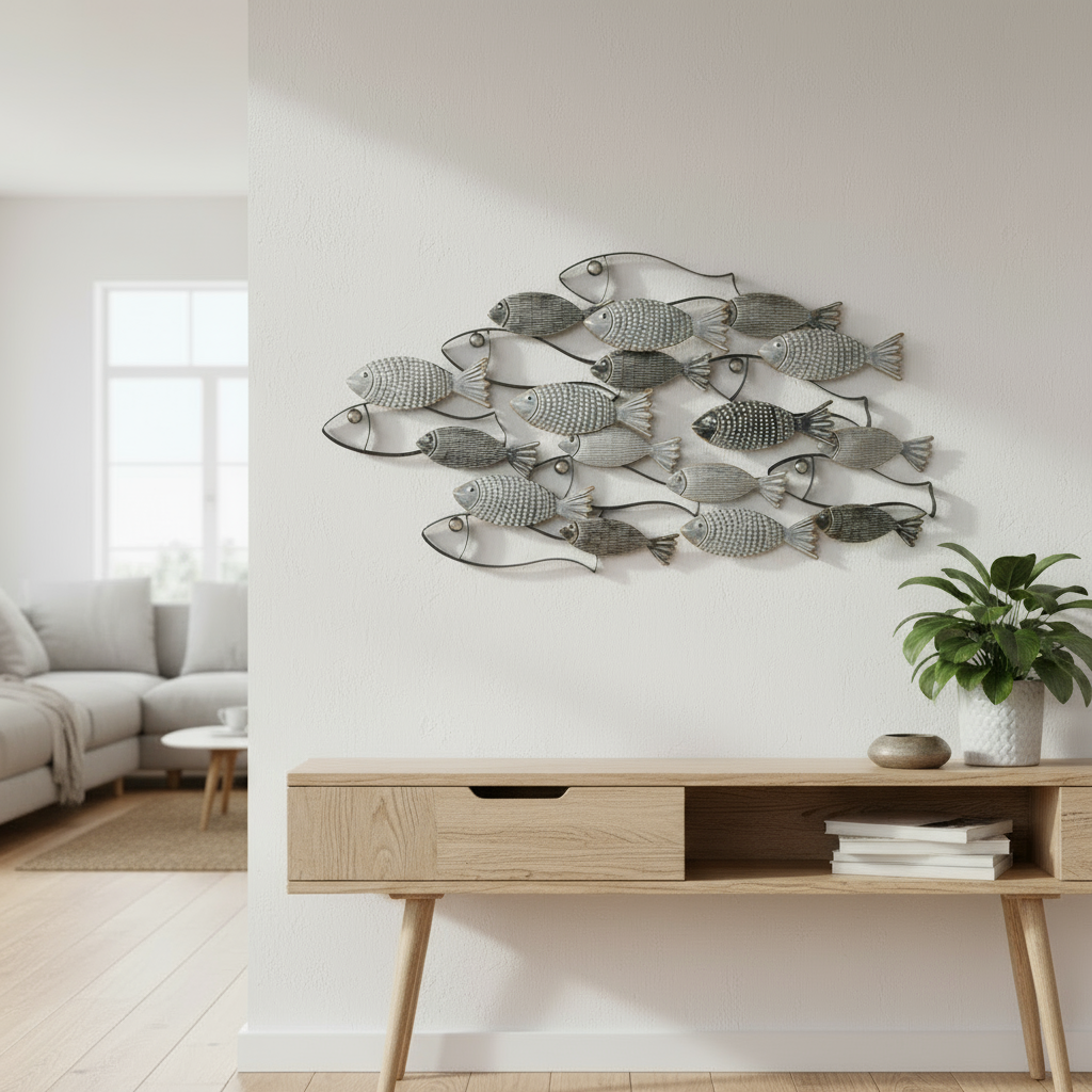 3D wall decoration object school of fish Pesce