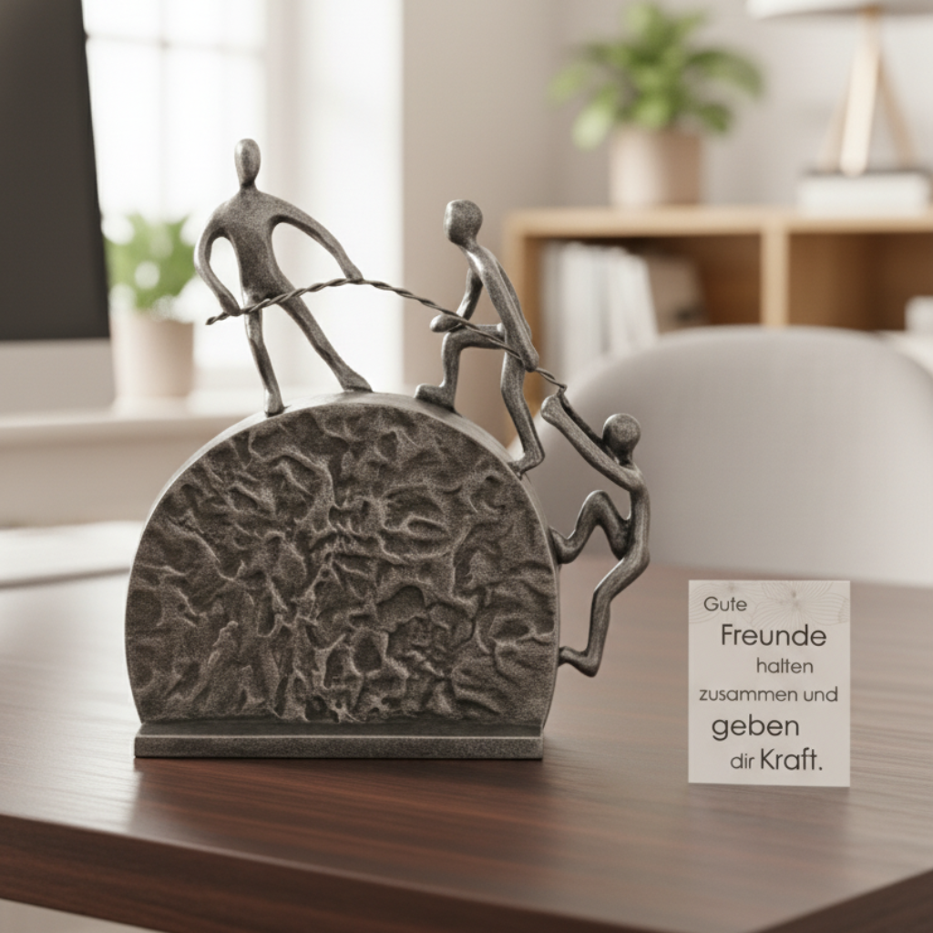 Skulptur Freundschaftsband Antik Silber Metall