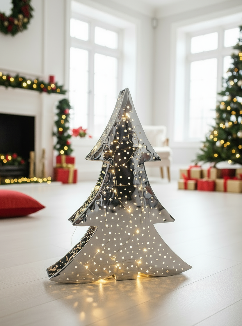 Weihnachtsdeko Baum Silver Shine Metall Silber 90cm