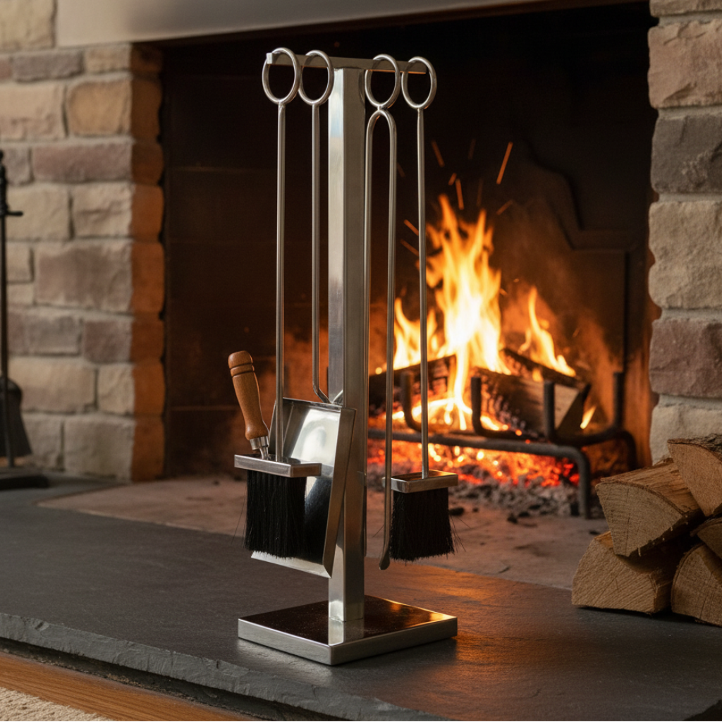 Kaminbesteck Felix 5teilig Edelstahl Poliert Silber
