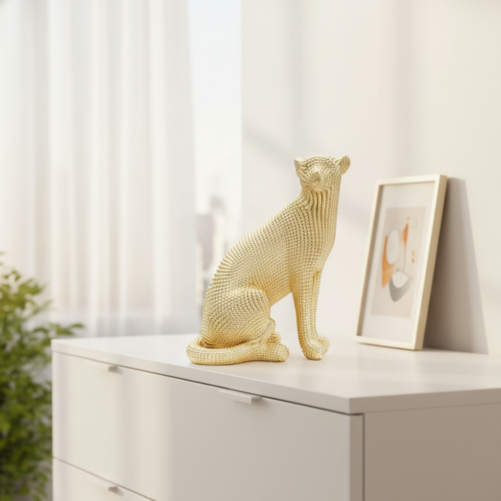 Decorative figure Majestic Leopard Gold 23x29 cm Luxurious sculpture made of resin
