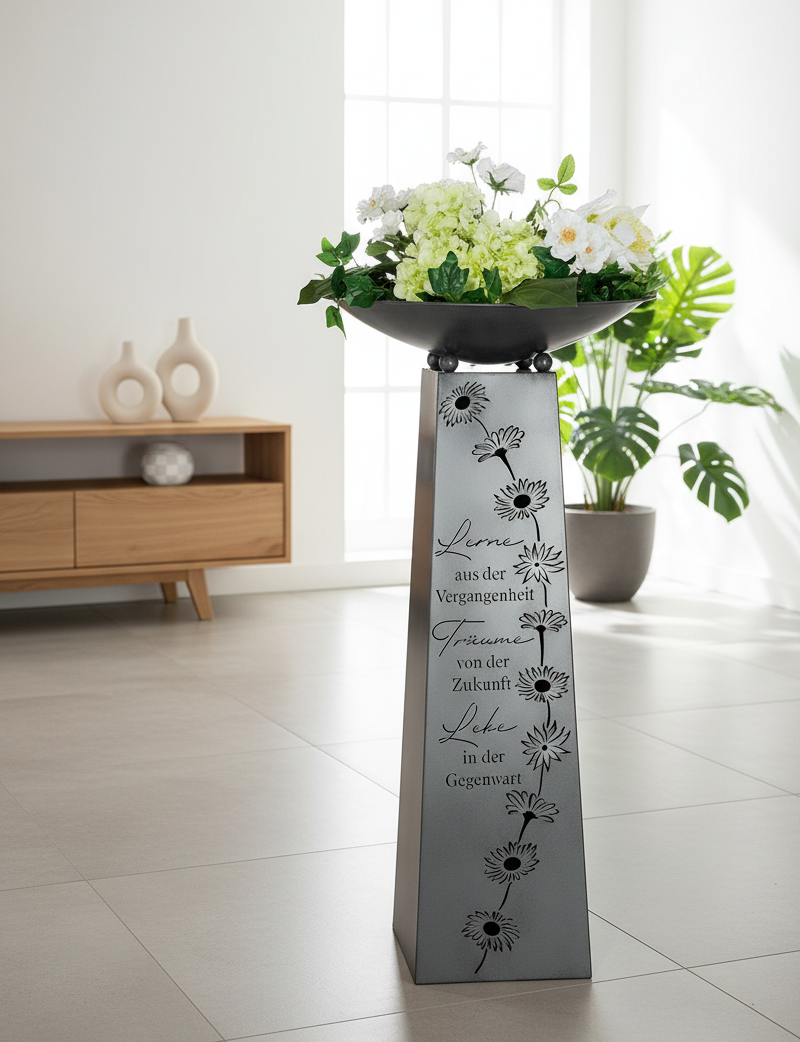 Schalenständer Lerne Träume Lebe Metall Deko Grau