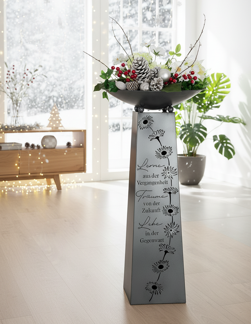 Schalenständer Lerne Träume Lebe Metall Deko Grau