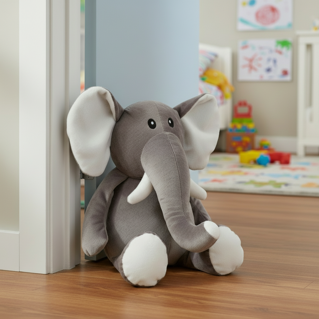 Elefantino Soft Guard Türstopper Plüsch Grau 25cm