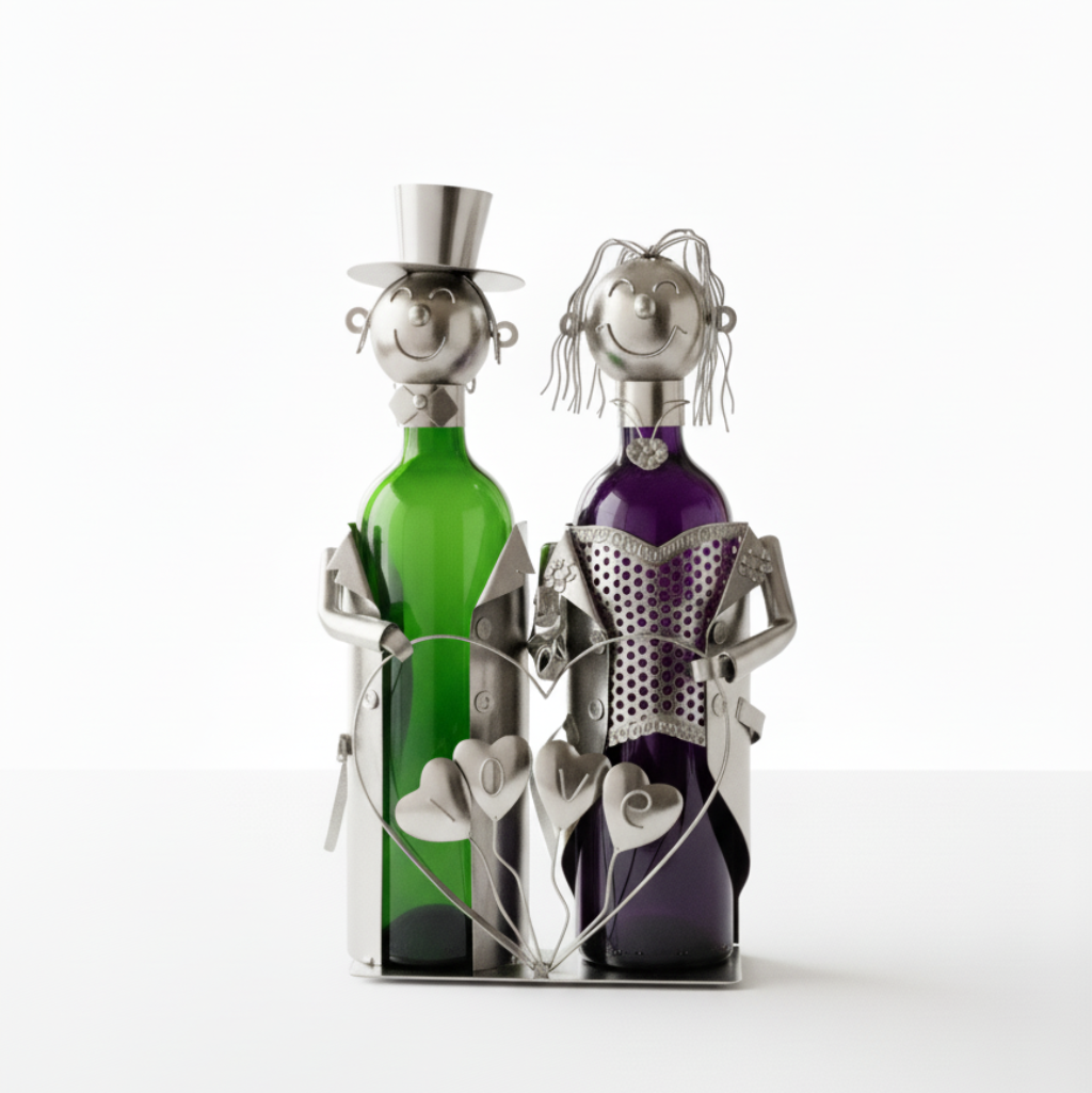Bottle holder wedding couple silver handmade