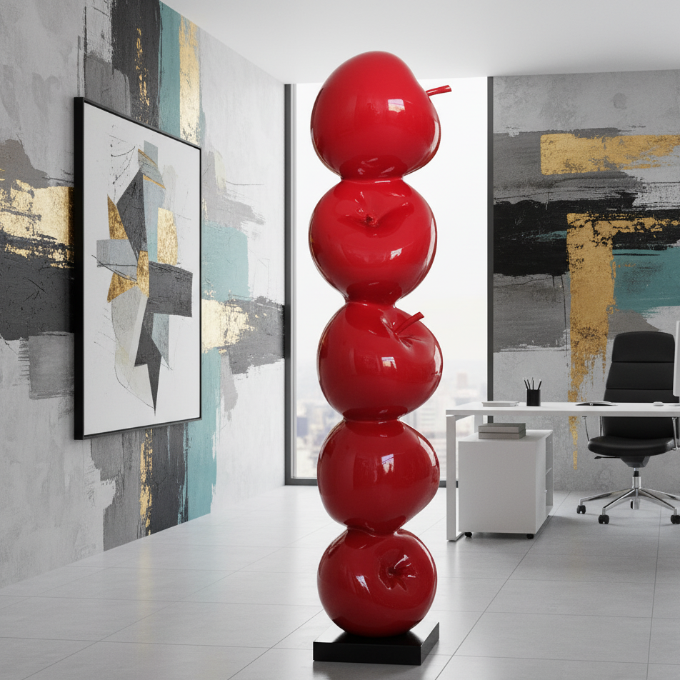 Skulptur Apple Kunstharz Marmor rot 183cm