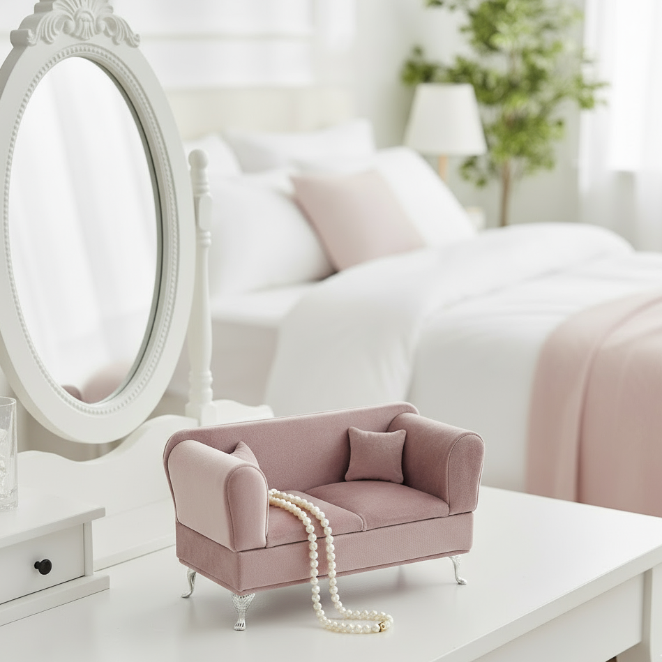 Schmucksofa Amélie Schmuckkasten Dunkelrosa Vintage Aufbewahrung