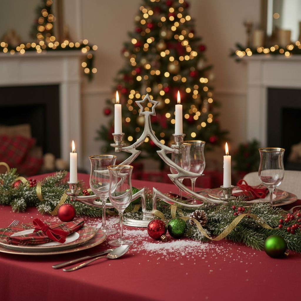 Kerzenständer SilverTree Weihnachtsleuchter Silber Metall 4-armig