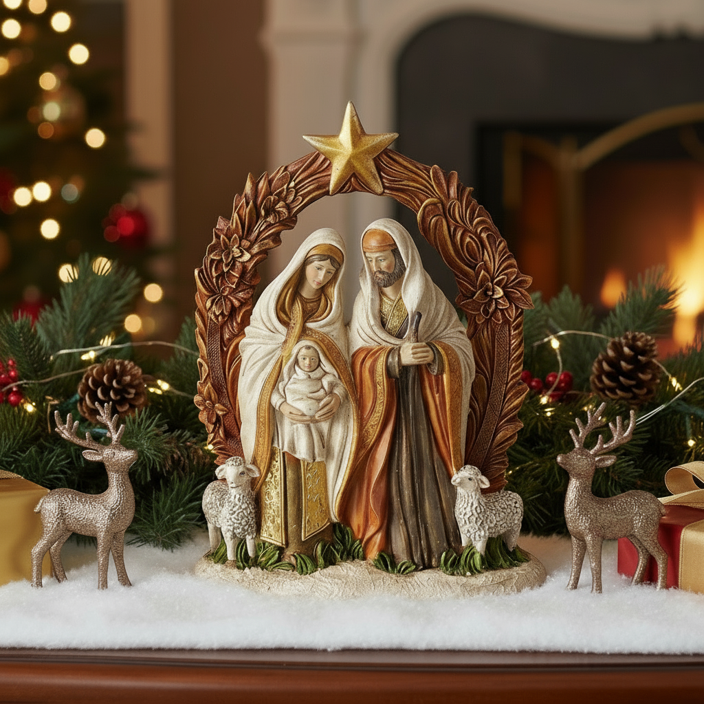 Krippe Basilica Heilige Familie Weihnachtsfigur Handbemalt