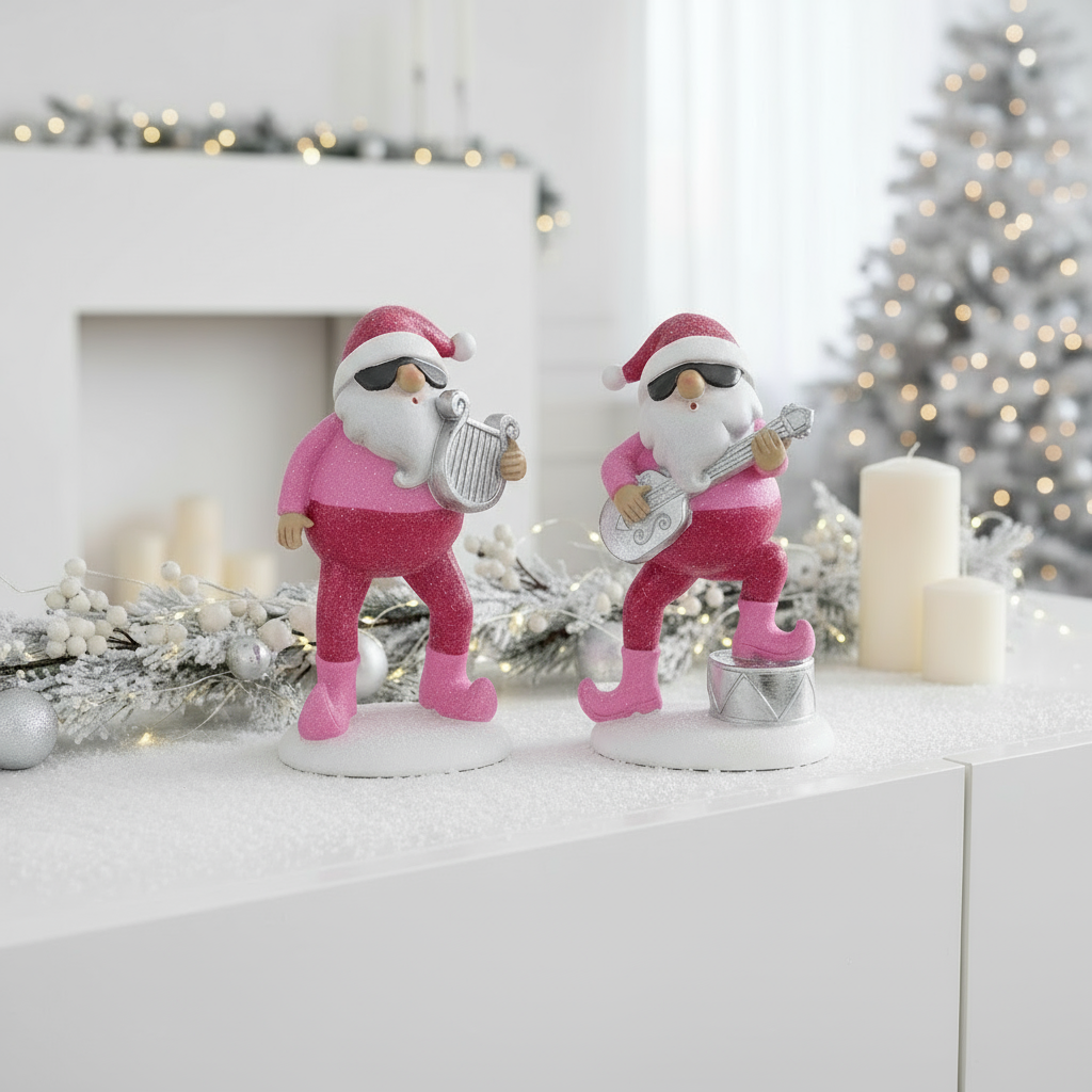 Weihnachtsmann Figuren Matthew 2er Set Pink Deko Handbemalt