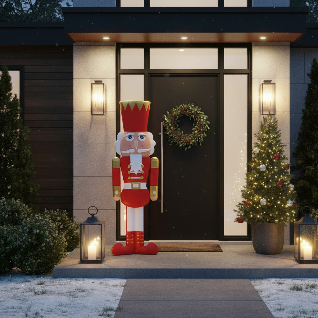 Nussknacker Helios Weihnachtsfigur Metall Rot Handgefertigt 115cm