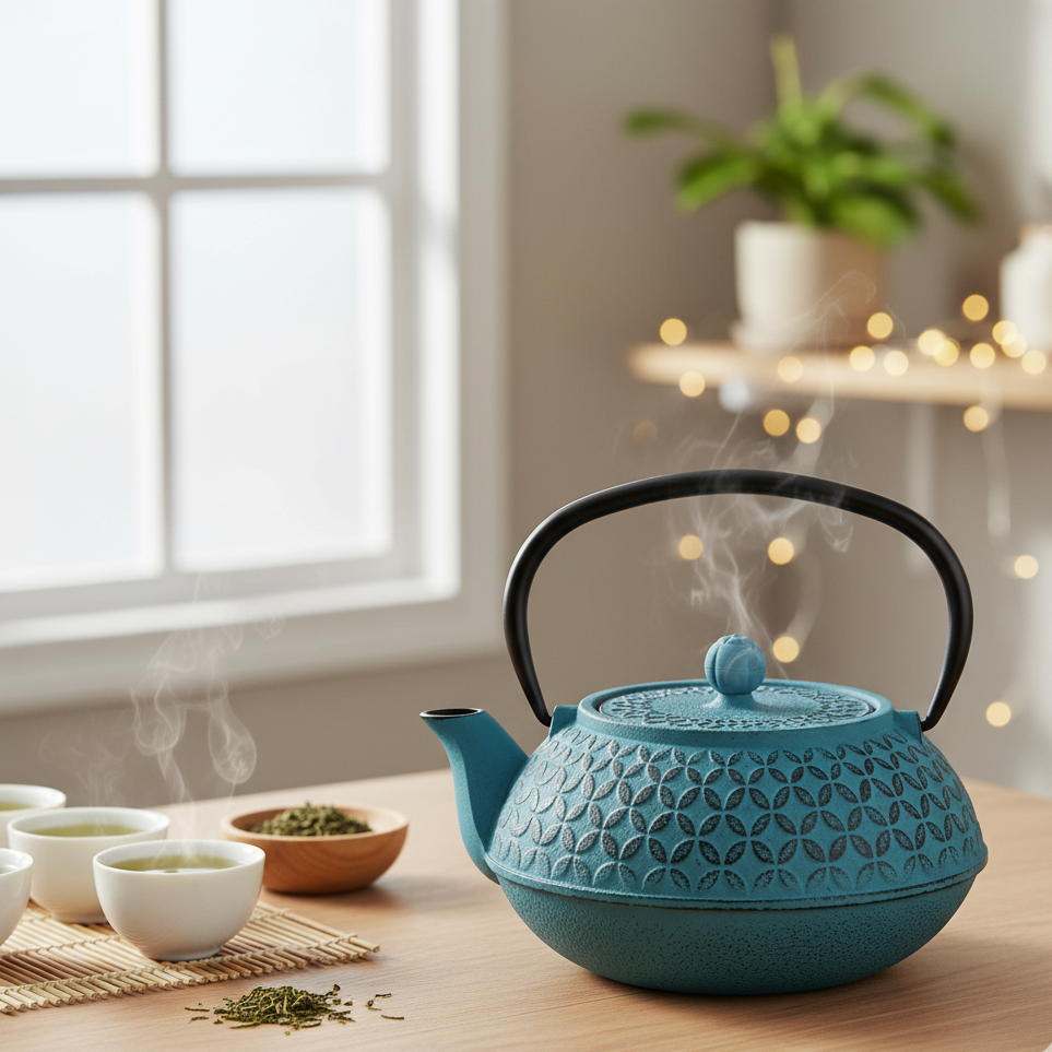 Teekanne Aomori Gusseisen Blau 1000ml mit Sieb