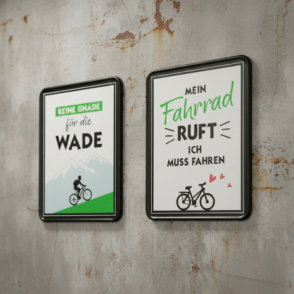 Metallschild Fahrradliebe rechteckig Wanddeko 2er Set